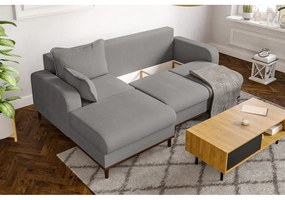 Divano angolare grigio chiaro in velluto a coste (angolo sinistro) Beata - Ropez