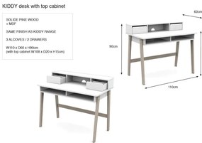 Scrivania bianca per bambini Kiddy - Vipack