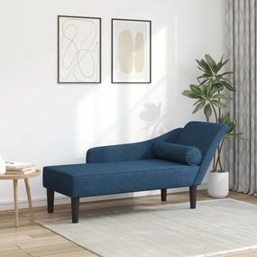 Chaise Longue Con Cuscini Blu İn Tessuto /