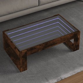 Tavolino Da Salotto Con Led Infinity Rovere Fumo 90x53x30 Cm /