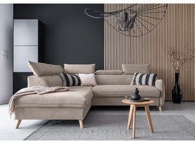 Divano letto angolare in velluto beige (angolo sinistro) Sweet Harmony - Miuform