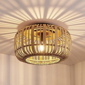 Plafoniera soffitto Canyana Lindby, dimmerabile, Legno chiaro, Soggiorno / Sala da pranzo, Legno, Campagna / Rustiche, Plafoniera