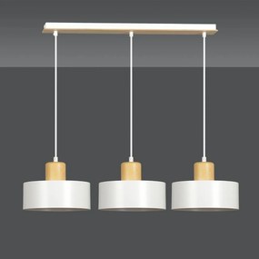 Lampadario a Sospensione in Acciaio e Legno TORIN 3 3xE27