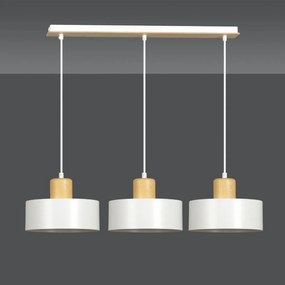 Lampadario a Sospensione in Acciaio e Legno TORIN 3 Nero 3xE27