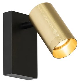Applique da parete nera con oro regolabile con interruttore - Jeana Luxe