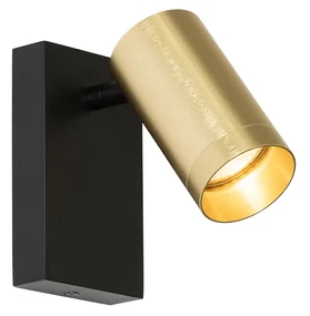 Applique da parete nera con oro regolabile con interruttore - Jeana Luxe