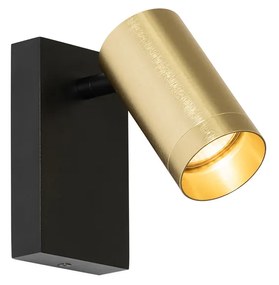 Lampada da parete nera con oro regolabile con interruttore - Jeana Luxe