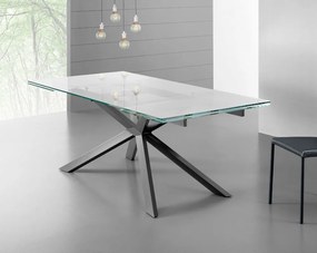 Tavolo allungabile Osaka 160x90 cm piano trasparente