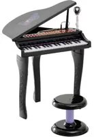 Mini Pianoforte Giocattolo per Bambini con Microfono e Sgabello Nero