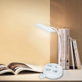 Aigostar - Lampada da tavolo dimmerabile a LED con prese elettriche integrate e porta USB LED/4,6W/230V bianca
