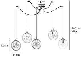 Lampadario a sospensione GIGI 5 BLACK GRAFIT