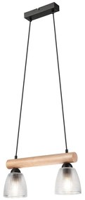Lampada a sospensione marrone chiaro-nero con paralume in vetro ø 14 cm Margit - LAMKUR