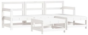 Set salotto da giardino 5 pz bianco in legno massello di pino