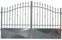 Cancello battente Monte Bianco in ferro, apertura centrale, L 350 x  H 150 -180 cm, di colore grigio zincato
