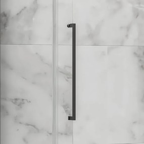 Kamalu - Box doccia 90x80 telaio gun metal porta battente 80 laterale fisso 90cm | KT5000GM