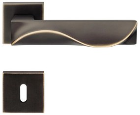 Maniglia su rosetta con bocchetta quadrata LINEA CALI'  Duna in ottone bronzo opaco