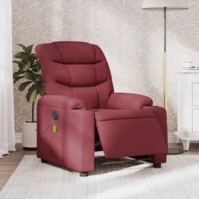 Poltrona Massaggiante Reclinabile Elettrica Rosso Vino Tessuto /
