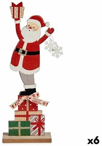 Statua Decorativa Babbo Natale Bianco Rosso Grigio Legno 7 x 40 x 14 cm (6 Unità)