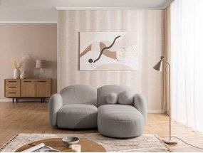 Divano angolare grigio (con penisola a destra/con chaise lounge) con rivestimento in bouclé Orbit – Ropez