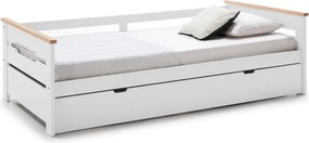 Letto per bambini in legno di pino bianco con letto estraibile 90x190 cm Elisa - Marckeric