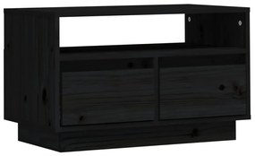 Mobile porta tv nero 60x35x37 cm in legno massello di pino