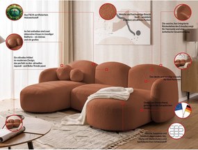 Divano angolare color terracotta (a U) con rivestimento in bouclé Orbit – Ropez