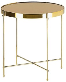 Tavolino vetro marrone e oro ⌀ 40 cm LUCEA Beliani