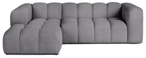 Divano angolare grigio (con penisola a sinistra/con chaise lounge) con rivestimento in velluto Cube – Bonami Selection