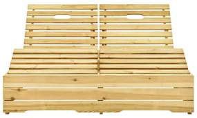 Lettino prendisole doppio con cuscini beige in pino impregnato