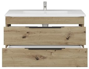 Kamalu - Composizione bagno sospesa 80 cm in rovere naturale spazzolato grezzo | LAC-EFESTO-80