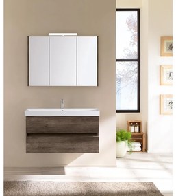 Mobile sottolavabo e lavabo Kora per vasca centrale rovere scuro in truciolare L 100 x H 57 x P 46.5 cm 2 cassetti