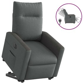 Poltrona Alzapersona Reclinabile Elettrica Grigio Scuro Tessuto /