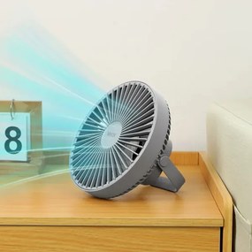 LED Ventilatore da tavolo ricaricabile con illuminazione a LED LED/2W/5V USB 2400 mAh grigio