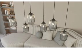Lampadario a sospensione con filo VERDI 3xE27/15W/230V diametro 30 cm nero/grigio
