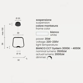 Lampada LED sospensione 28W D32 cm - moderno Bianco ALFA Piccolo