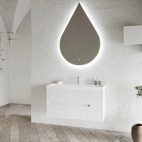 Pensile bagno Portofino bianco in vetro, 1 anta apertura da sinistra P 15 x L 30 x H 30 cm
