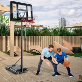 Costway Canestro da basket regolabile in altezza con tabellone da 110x75cm, Porta da basket per interni ed esterni