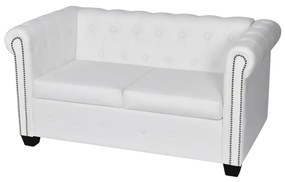 Divani chesterfield a 2 posti e a 3 posti in similpelle bianco