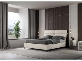 Letto con rete imbottito 160x200 similpelle bianco Nandy