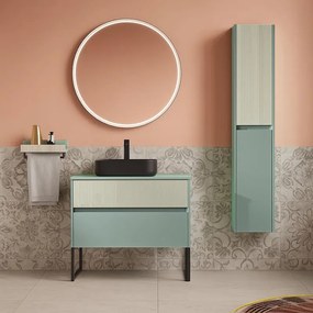 Mobile da bagno sotto lavabo Niwa verde laccato opaco L 89.5 x H 50 x P 45.5 cm 2 cassetti, lavabo non incluso