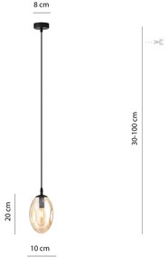 Sospensione Minimal 1 Luce Atalanta Acciaio Nero E Vetro Ambra