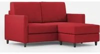 Divano 2 Posti con Pouf 158x145x85 cm Karay in Tessuto Rosso