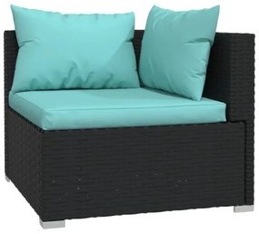 Set Divani da Giardino 7 pz con Cuscini in Polyrattan Nero