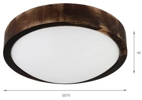 Lampada da soffitto OAK SMOKY SLIM 1xE27/15W/230V Ø 27 cm rovere/marrone scuro