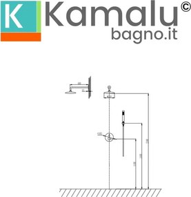 Kamalu - Set doccia a incasso finitura cromata con dettagli in marmo nero | MARMO-NERO