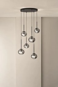 Lampadario sospeso a sei pendenti jewel nero so.jewel-r-6nero