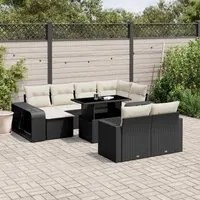 Set Divani da Giardino 11 pz con Cuscini in Polyrattan Nero 3274579