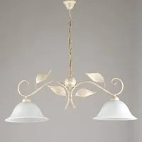 Lampadario a sospensione in ferro Avorio Oro due luci 93x h34 cm