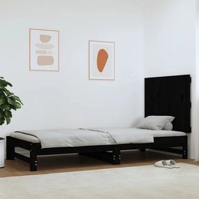 Testiera Da Parete Nera 82,5x3x60 Cm İn Legno Massello Di Pino /