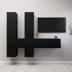Set mobile tv 7 pz nero in truciolato